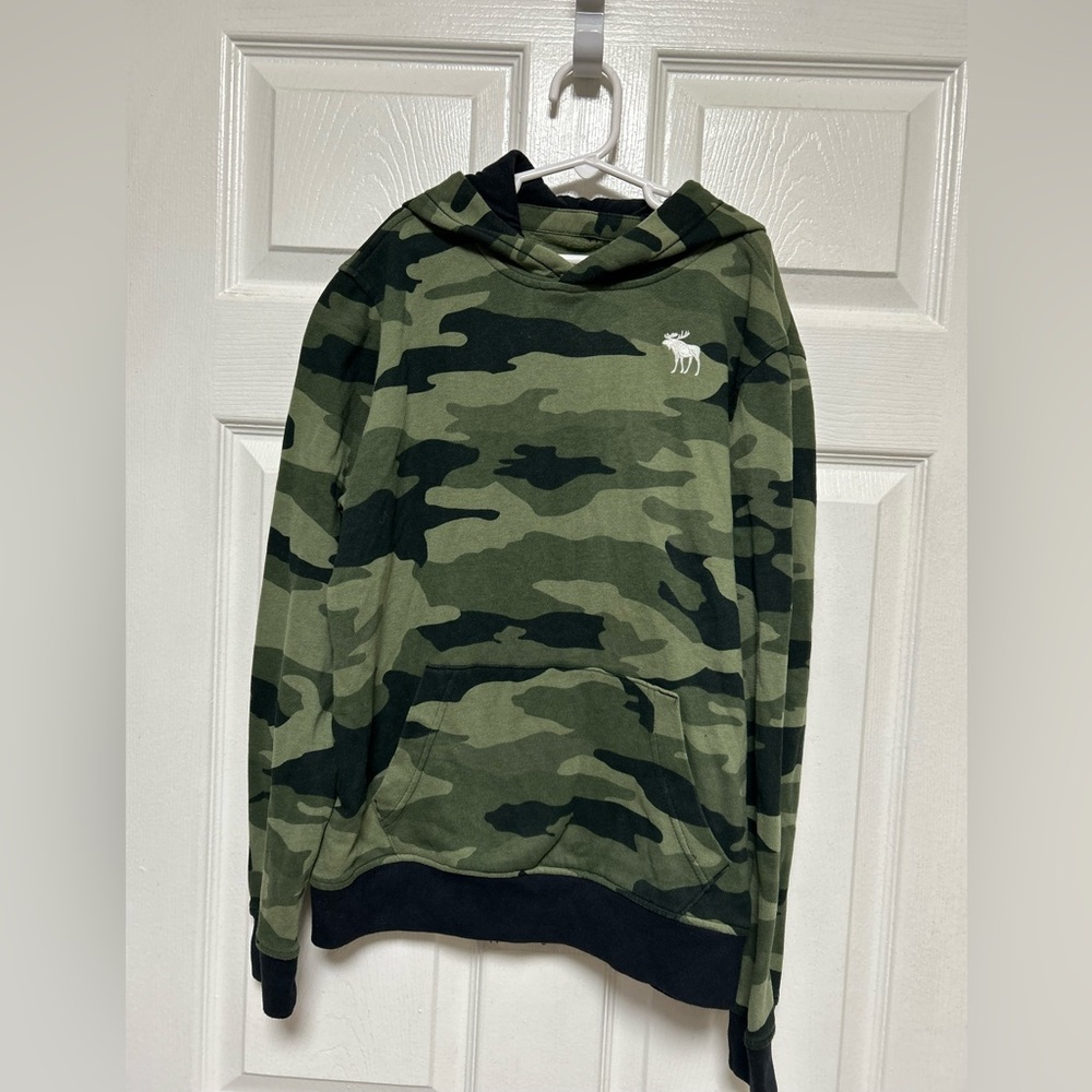 ABERCROMBIE Kids Hoodie Sz 13/14 Camo LOGO Pullover